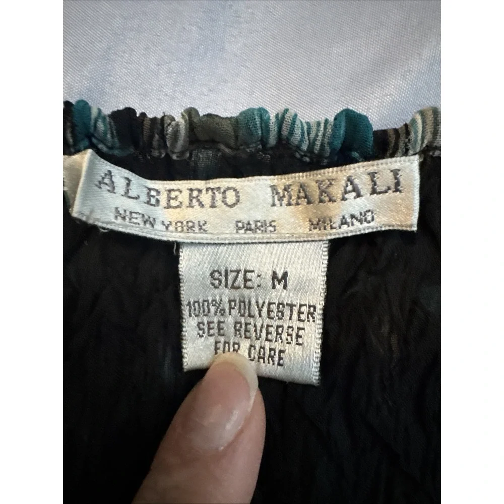 Alberto Makali Crinkled Stretch Y2K Fairy Boho Funky Long Tunic Shirt Top Sz Med - Picture 7 of 8